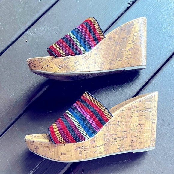 Tan Montego Bay Club Slide On Cork Wedges, Size 7.5 - Picture 1 of 7